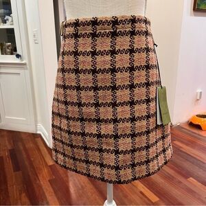 Gucci NWT Plaid A-Line Skirt - Pink and Brown